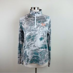 Ocean + Coast Realtree Green Gray Long Sleeve Quarter Zip Top Women Large
